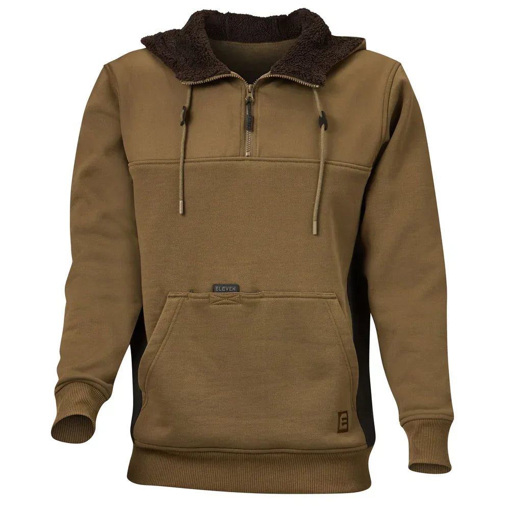 ELEVEN Workwear 1/4 Zip Contrast Panel Hoodie - Olive Black - RSEA Safety Outlet